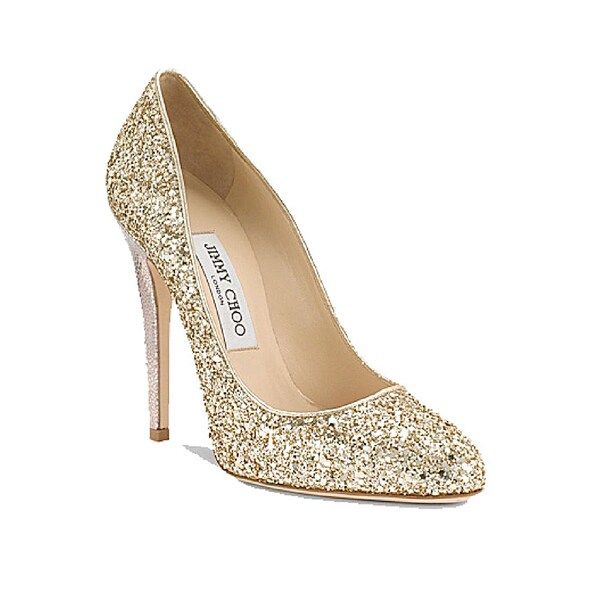 Jimmy Choo 124 Victoria Gold Glitter Pumps | Bed Bath & Beyond