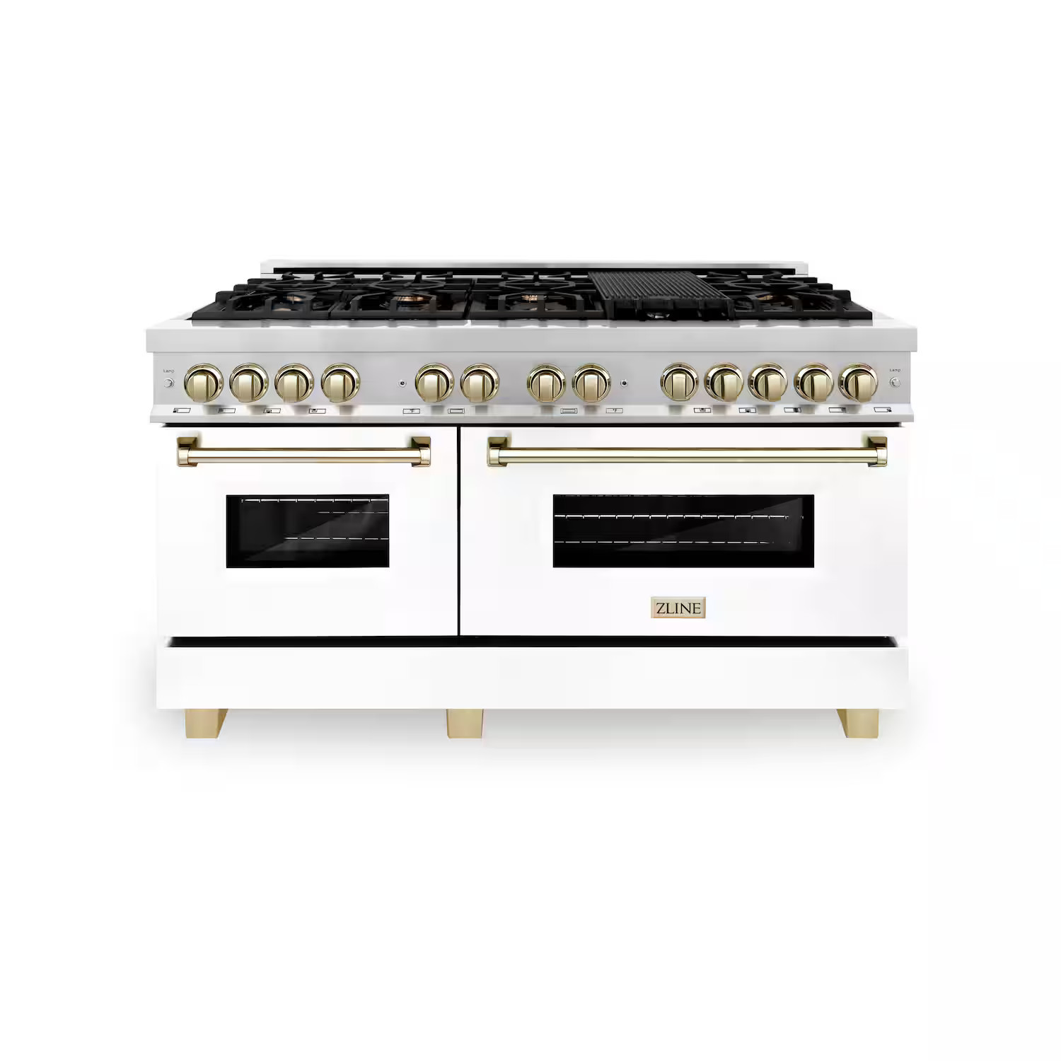 ZLINE - Autograph 60" Legacy Dual Fuel Range w/ 9 Burners & White & Gold Accents (RAZ-WM-60-G) - Multicolor | Best Buy U.S.