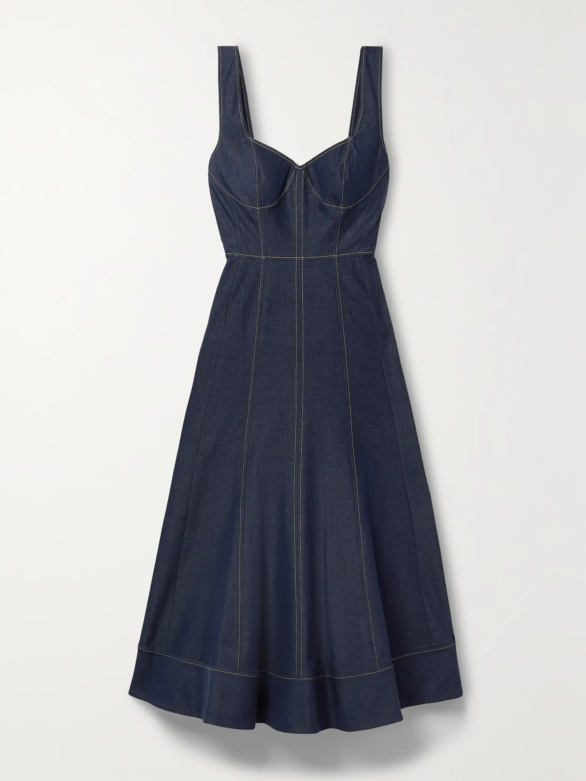 JASON WU Denim midi dress | NET-A-PORTER | NET-A-PORTER (US)
