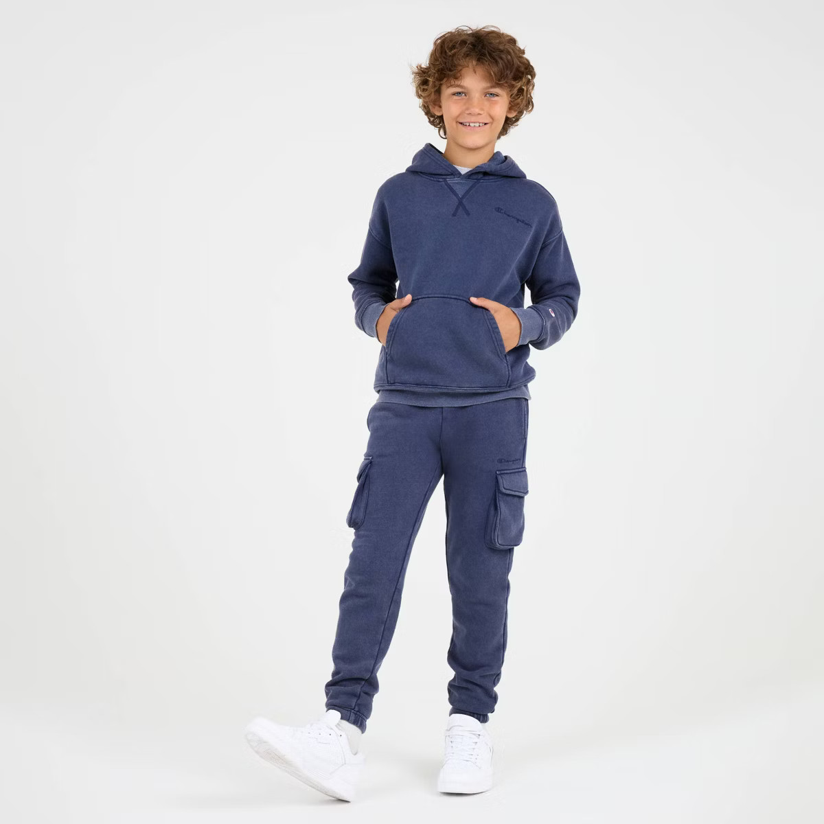 Champion Boys' Washed Fleece Cargo Jogger Pants - Navy Blue M | Target