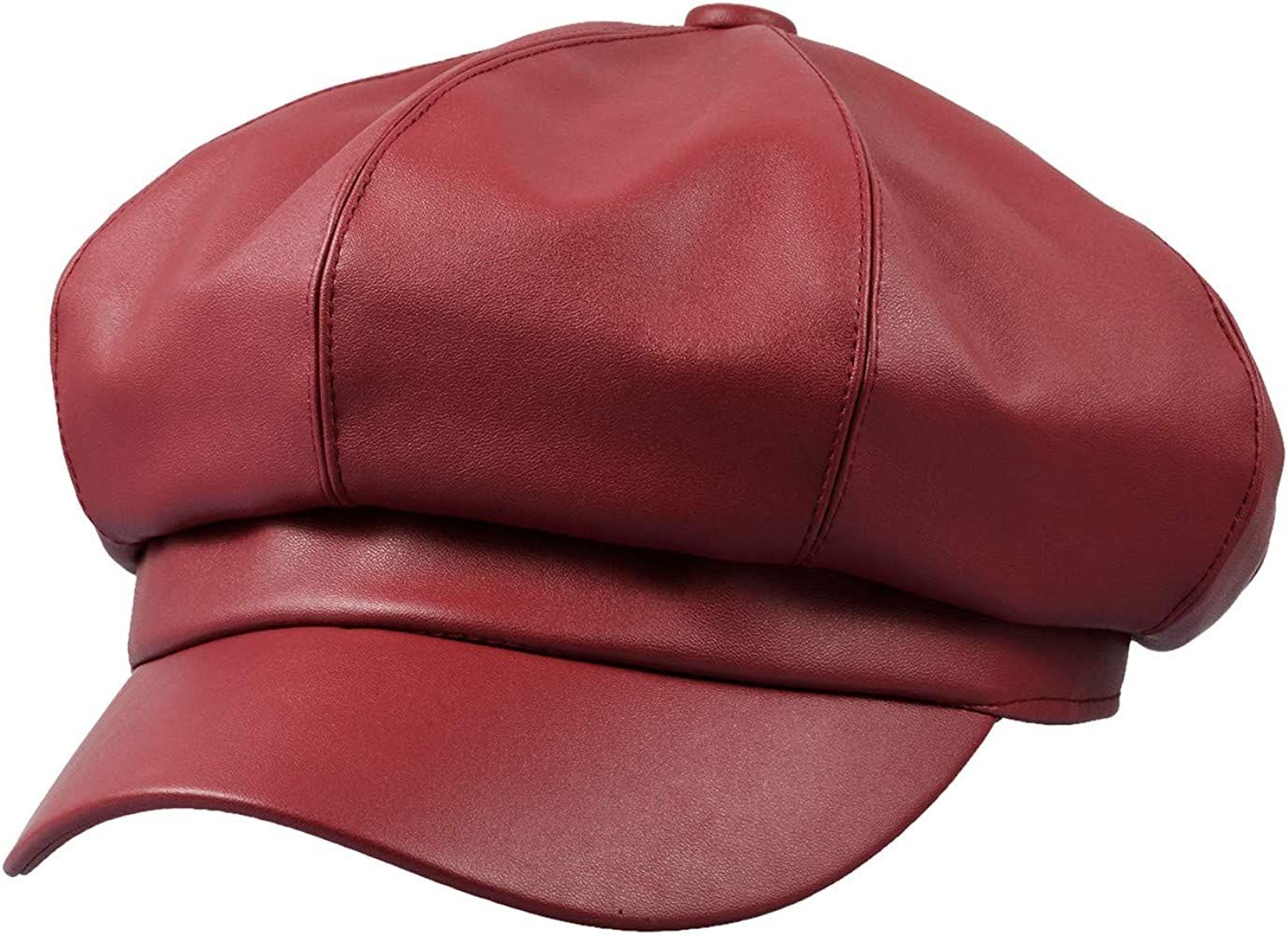 Sportmusies 8 Panels Newsboy Caps for Women, PU Leather Cabbie Painter Hat Gatsby Ivy Beret Cap | Amazon (US)