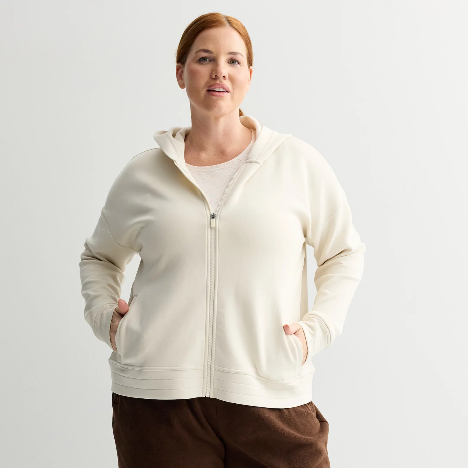 Plus Size Tek Gear® Ultrasoft Fleece Full-Zip Hooded Sweatshirt, Women's, Size: 3XL, Ivory Tusk | Kohl's