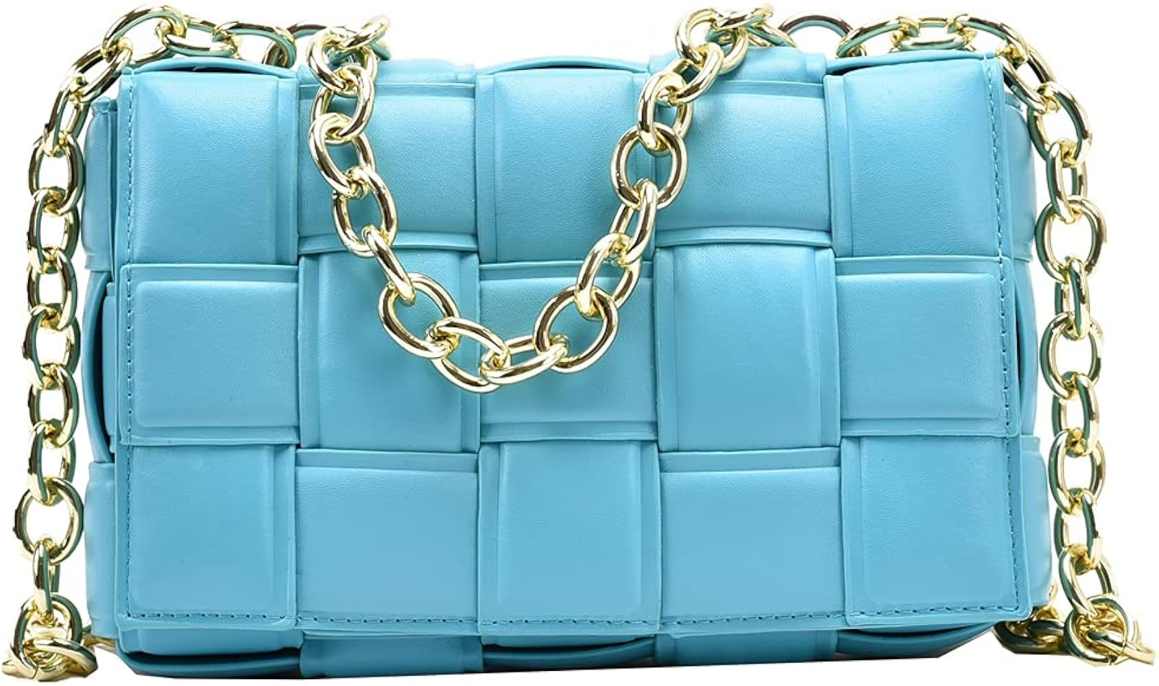 Luxury Designer Weave PU Leather Chain Shoulder Crossbody Messenger Bags Women Purse and Handbags | Amazon (US)