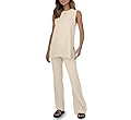 Tankaneo Two Pieces Outfits Sleeveless Top Knit Sets Trendy Lounge Long Pajamas Set | Amazon (US)