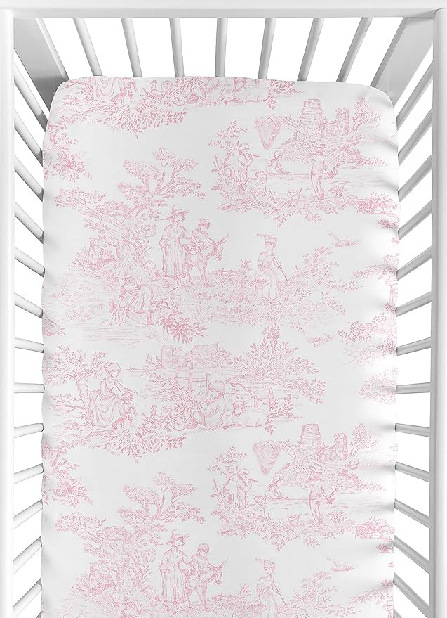 Pink French Toile Fitted Crib Sheet for Baby and Toddler Bedding Sets by Sweet Jojo Designs - Toi... | Amazon (US)