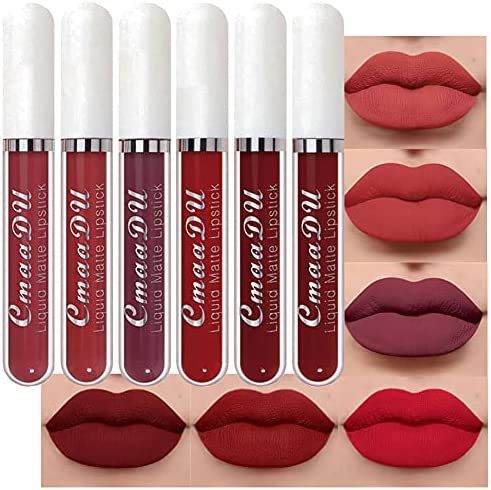 CmaaDu 6Pcs Lipstick Matte Liquid Lipstick Lipgloss Set for Women labiales mate 24 horas original... | Amazon (US)