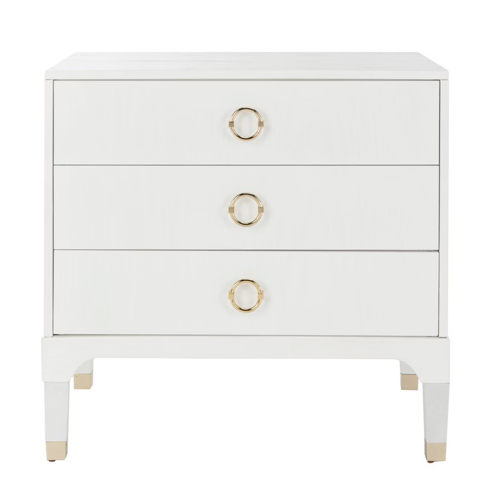Lorna 3 Drawer Nightstand White - Safavieh | Target