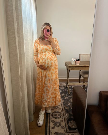 Size M in this free people dress! 37 weeks pregnant 😅 it’s a stretchy dream sooo comfy and lightweight. Converse tts I never size down! Electric picks code: BRE20

#LTKbump #LTKunder100 #LTKshoecrush