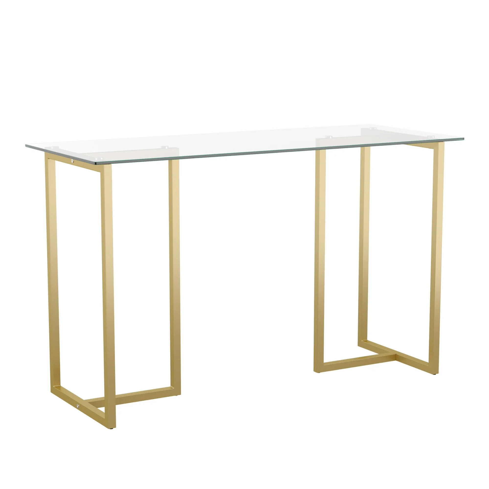 Martha Stewart Eli Home Office Glass Top Desk with Polished Brass Metal Frame | Walmart (US)