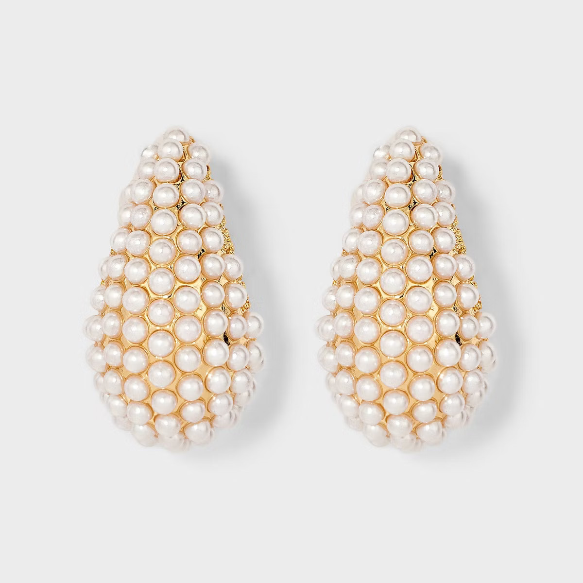 Pearl Embedded J-Hoop Earrings - A New Day™ White | Target