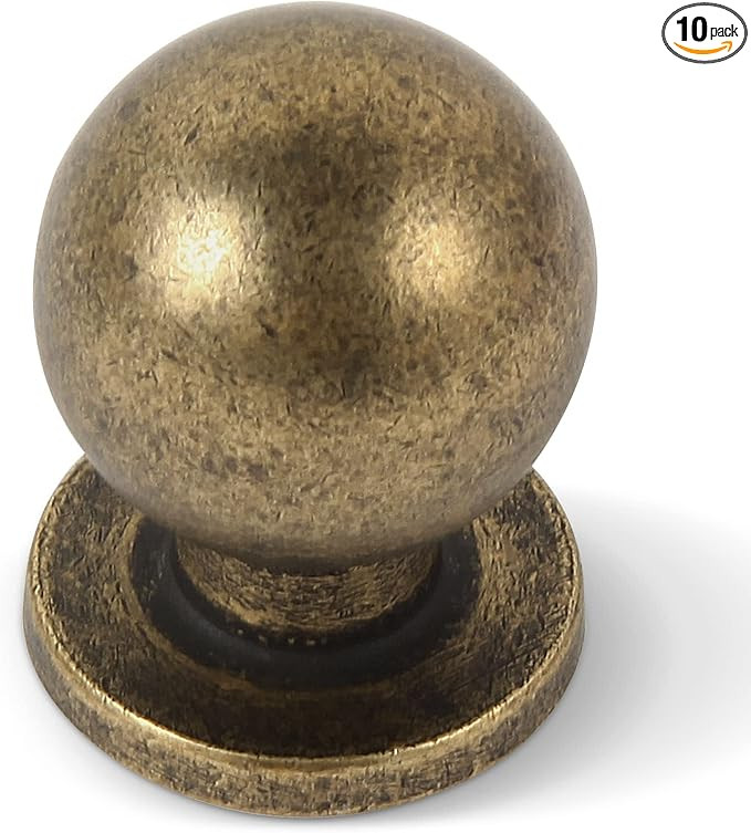 10 Pack 1 Inch (25mm) Diameter Round Solid Vintage Antique Brass Finish Kitchen Cabinet Knobs,Bal... | Amazon (US)
