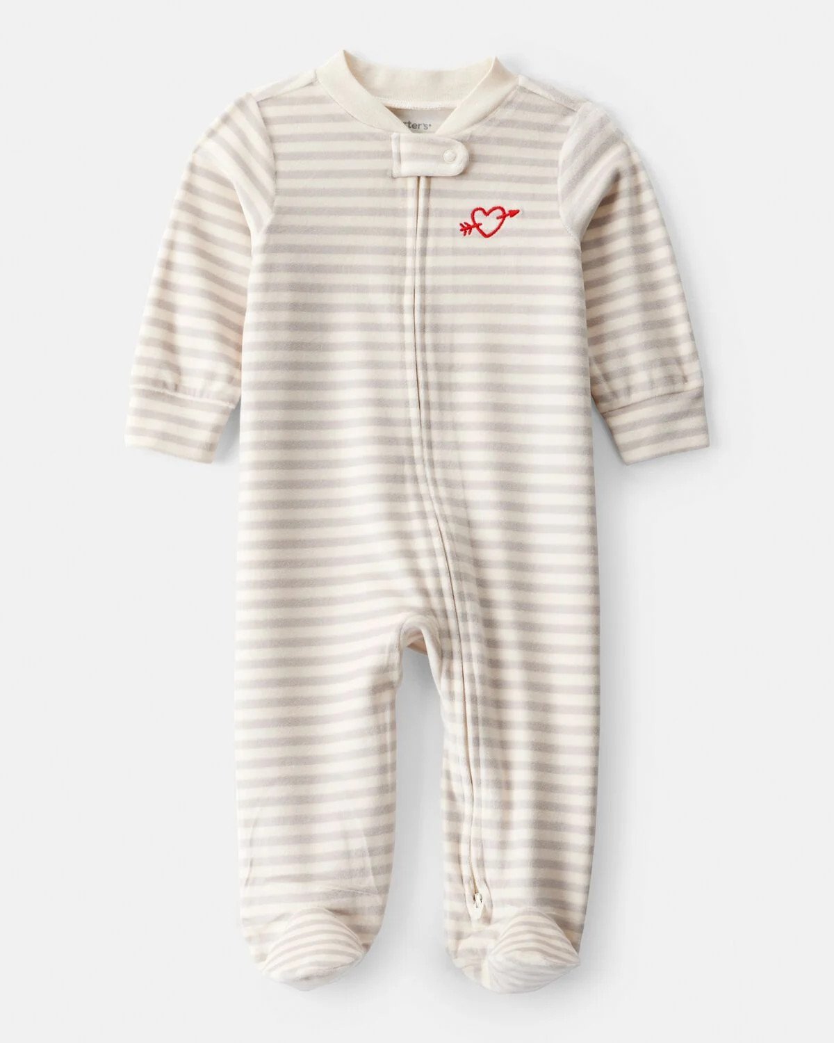 Baby Valentine's Day Striped DreamPlush Snug Fit 2-Way Zip Sleep & Play Pajamas - Grey | Carter's Inc