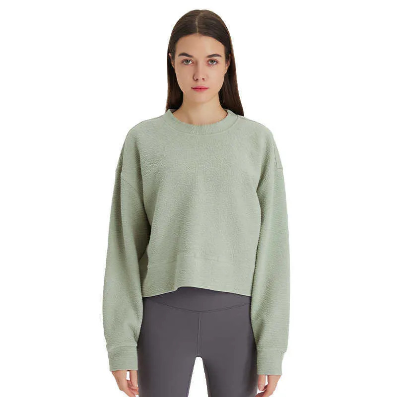 Women Yoga Outfits LU-18 Sweatshirts Hoodie Loose Long Sleeve Crop Top Fitness Workout High Elast... | DHGate