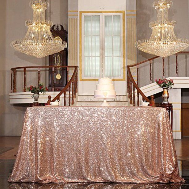 PartyDelight Sequin Tablecloth, Sequin Table Overlay Square, 50"x50", Rose Gold - Walmart.com | Walmart (US)