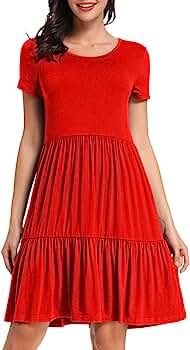 Womens Summer Dresses Floral Plain Swing Soft Loose Casual Sleep Short Dresses Home Night Shirt D... | Amazon (US)