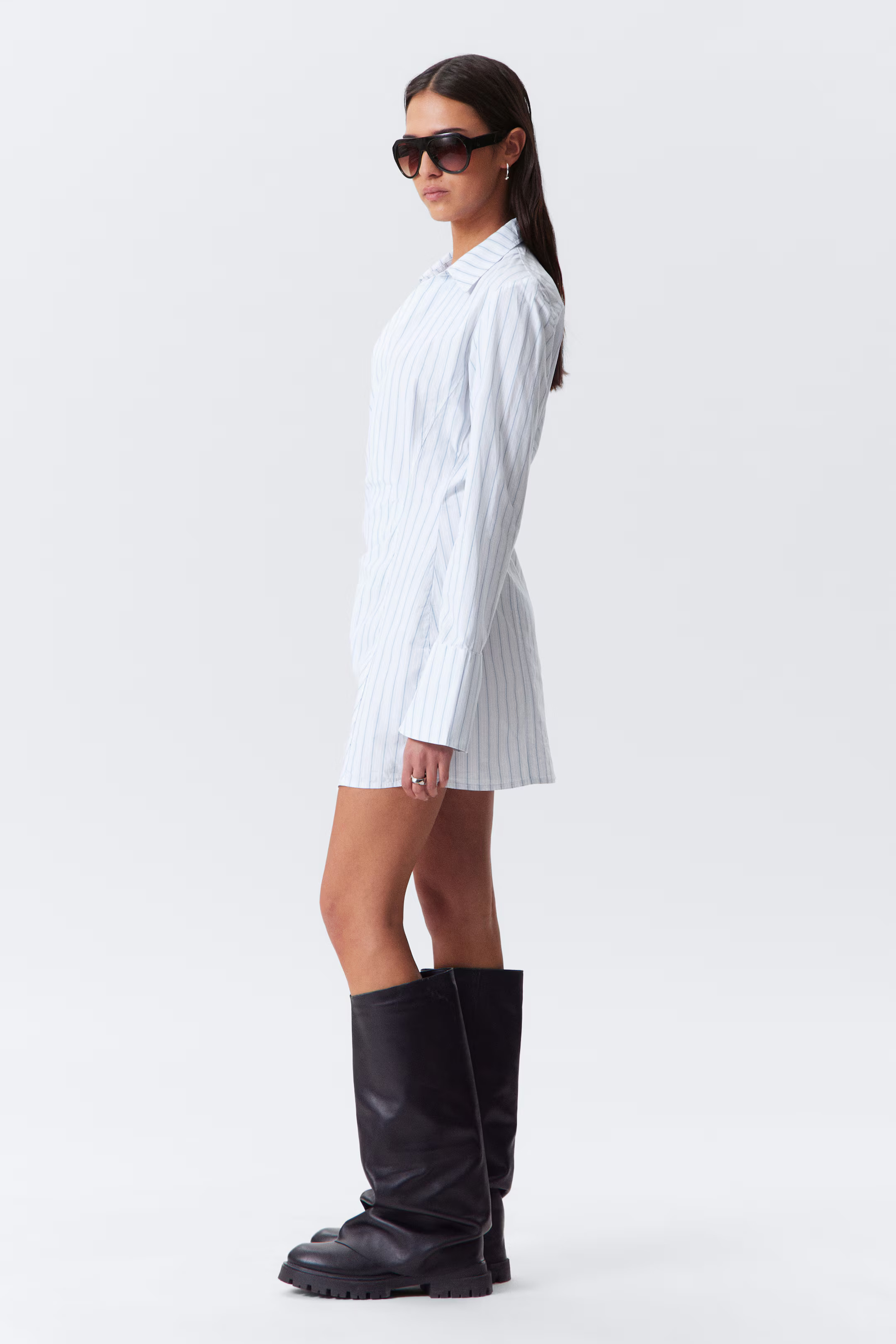 Long-Sleeved Asymmetric Mini Shirt Dress | H&M (UK, MY, IN, SG, PH, TW, HK)
