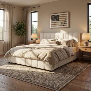 Christopher Knight Home - Modern Boucle Upholstered Platform Bed with Vertical Tufted Headboard -... | Bed Bath & Beyond