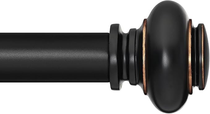 SIMEWIN Black Curtain Rods for Windows 48 to 84 Inches Adjustable Decorative 1 Inch Diameter Sing... | Amazon (US)