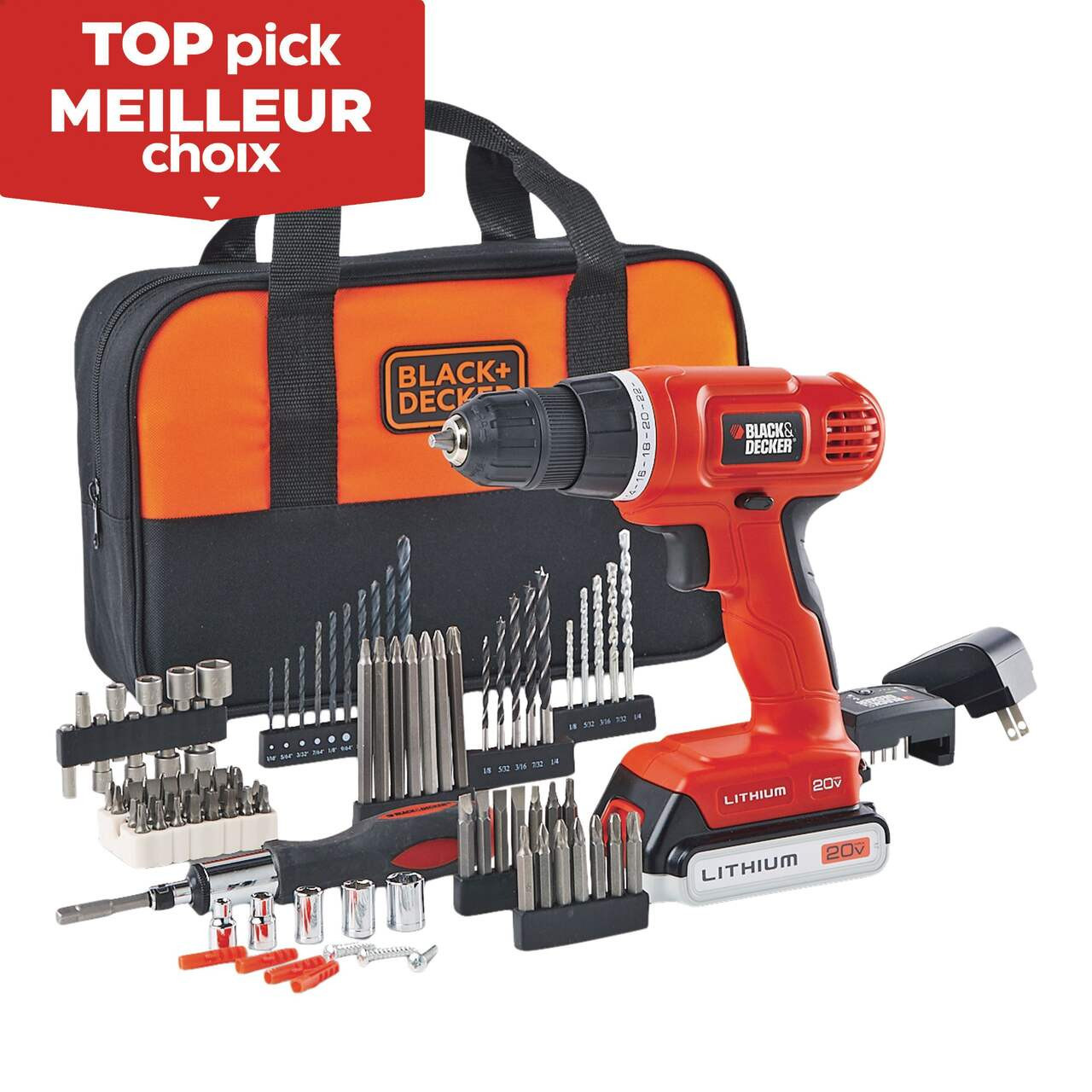 Black & Decker BDC120VACA 20V Cordless Drill with Battery, Charger & 100-pc Accessory Set, 3/8-in... | Canadian Tire