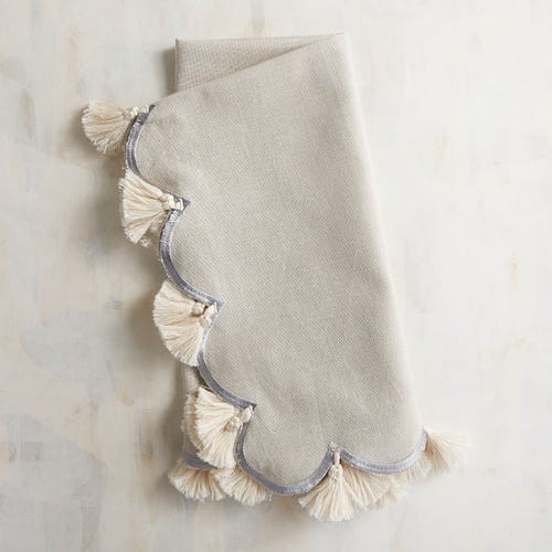 Scalloped Gray Chambray Napkin with Tassels | Pier 1 Imports