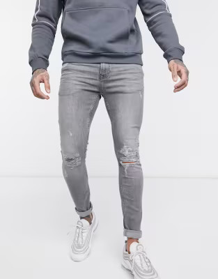 Topman – Graue Spray On-Jeans | ASOS DE