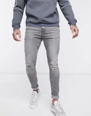 Topman – Graue Spray On-Jeans | ASOS DE