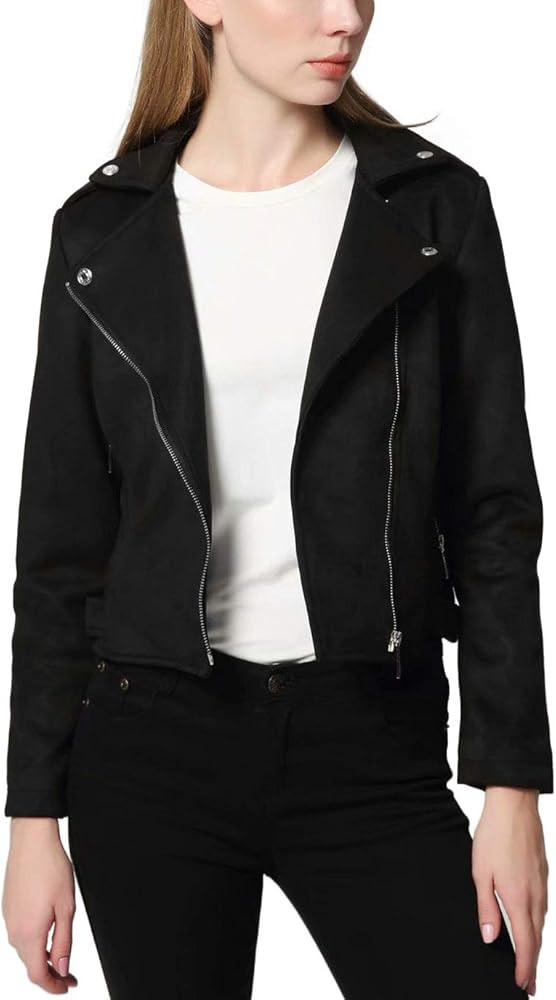CHARTOU Women's Fall 2023 Fashion Faux Suede Leather Casual Moto Biker Jacket Coats | Amazon (US)