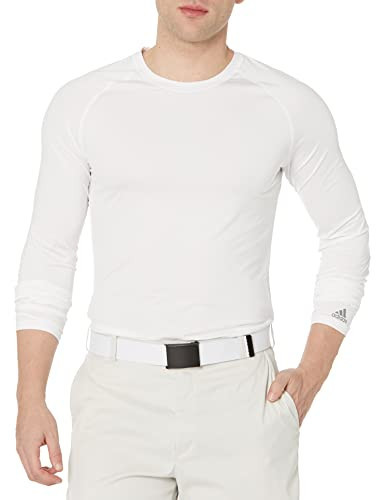 adidas Men's UPF Base Layer Long Sleeve Top, White, Medium | Amazon (US)