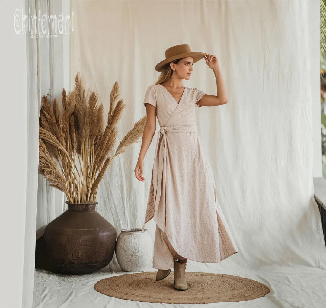 Summer Wrap Boho Dress ∆ Women Goddess Dress ∆ Organic Cotton Clothing ∆ Renaissance Cottag... | Etsy (US)