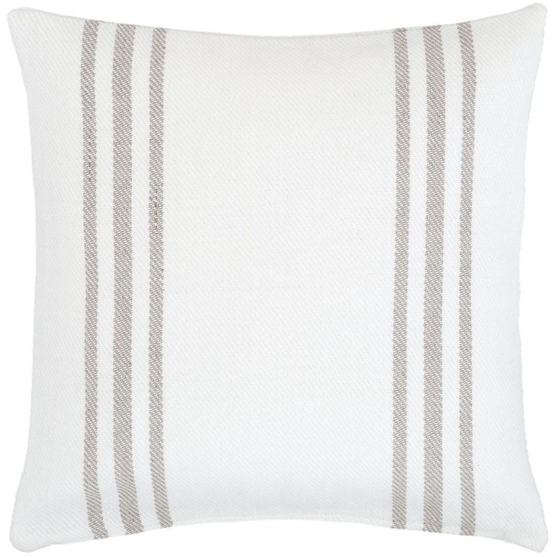 Cape Stripe White/Platinum Indoor/Outdoor Decorative Pillow Cover | Annie Selke