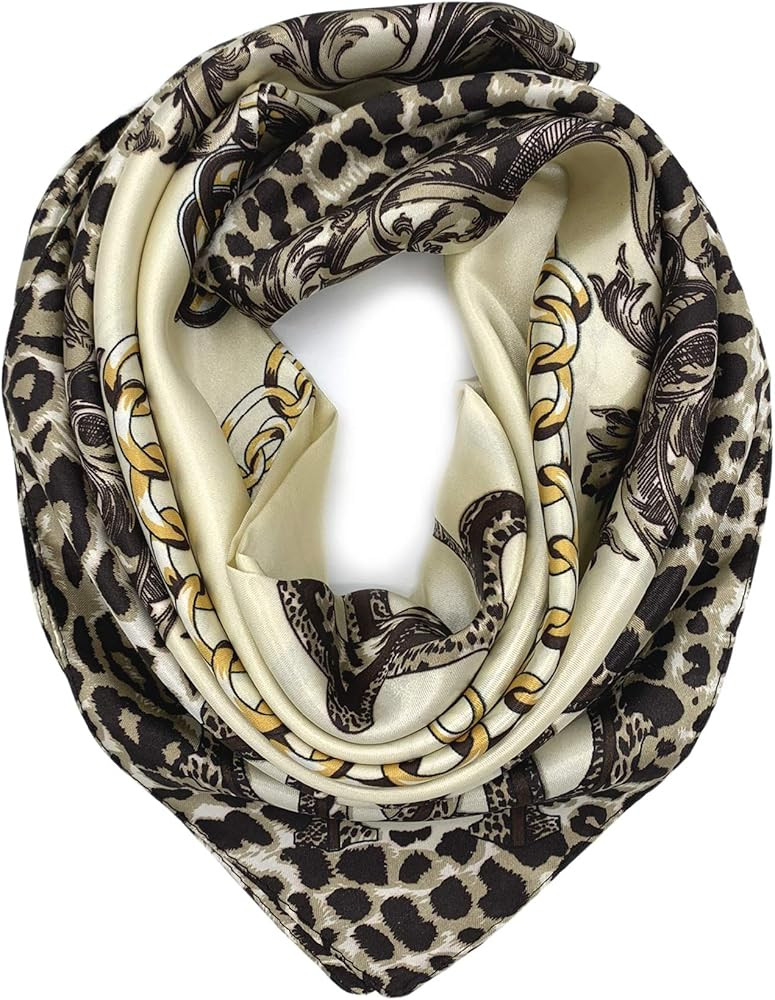 YOUR SMILE Silk Like Scarf Women's Fashion Pattern Large Square Satin Headscarf Headdress | Amazon (US)