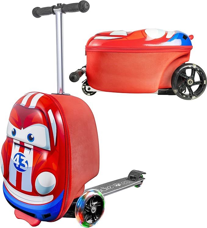 Kiddietotes 3-D Hardside Scooter Ride On Suitcase for Kids - Cute Lightweight Kids Luggage with W... | Amazon (US)