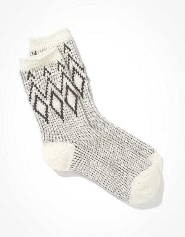 AE Ribbed Diamond Crew Sock | American Eagle Outfitters (US & CA)