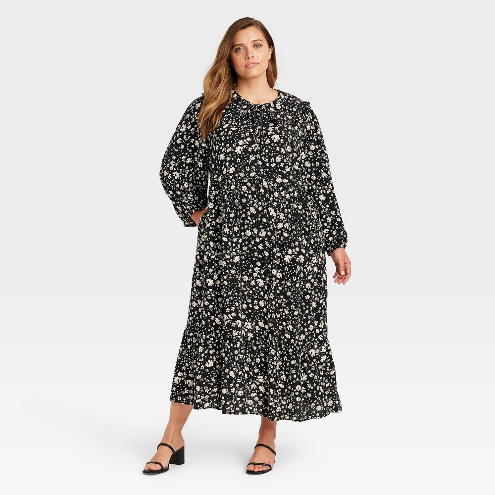 Women's Plus Size Balloon Long Sleeve Dress - Who What Wear Black Floral 4X | Target