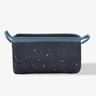Mainstays Kids Medium Blue Space Canvas Printed Storage Basket with Handles | Walmart (US)