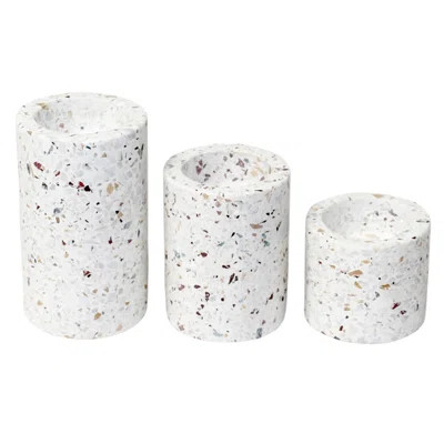 Set Of 3 Terrazzo W/ Multi Colored Chips T-Lite Candle Holders | Wayfair North America