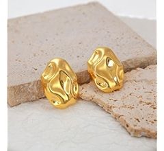 Gold Dangle Earrings for Women 14K Gold Plated Statement Retro Geometric Drop Stud Earring Dainty... | Amazon (US)