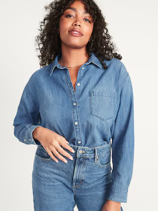 Oversized Boyfriend Tunic Jean Shirt for Women | Old Navy (US)