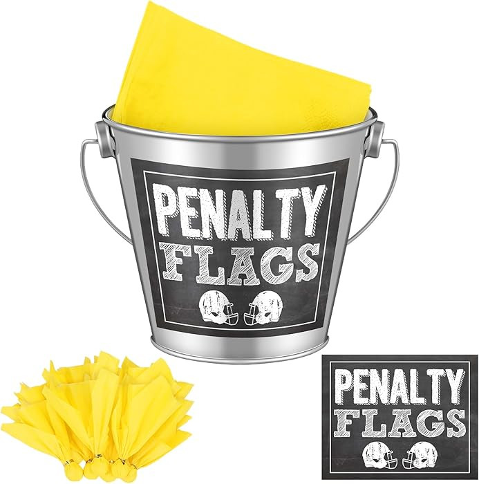 50 Pcs Football Party Supplies Penalty Flags Napkins Yellow Referee Flag with Bucket, Penalty Fla... | Amazon (US)