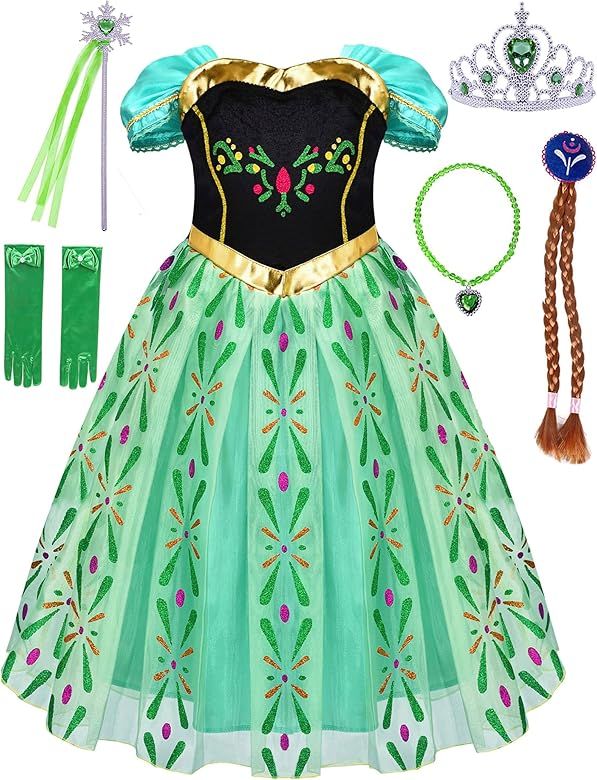 GZ-LAOPAITOPU Anna Princess Dress for Girls Snow Party Dress Cosplay Halloween Christmas Birthday... | Amazon (US)