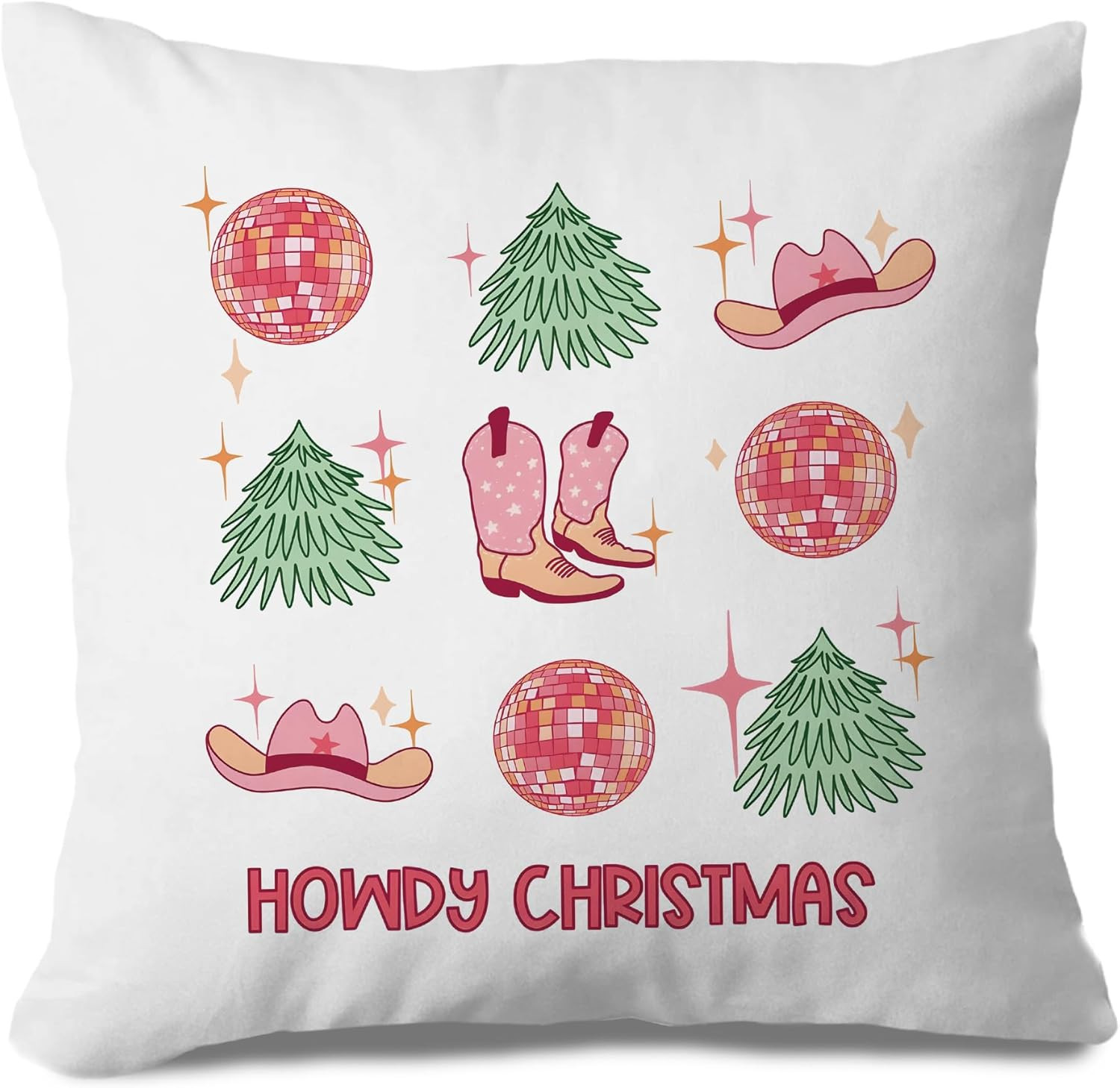 NATSUNO Pink Western Christmas Pillow Covers 18x18, Western Christmas Decorations, Cowboy Christm... | Amazon (US)