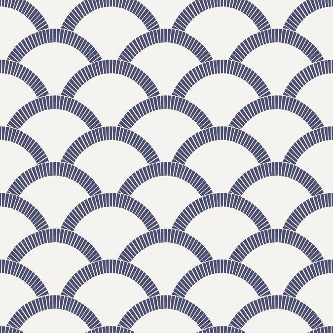 Tempaper 28 sq. ft. Mosaic Scallop Navy and Parchment Peel and Stick Wallpaper Lowes.com | Lowe's