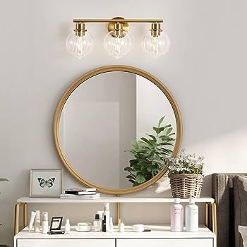 Bathroom Light Fixtures, 3-Light Gold Bathroom Light, Industrial Wall Sconce Over Mirror Bathroom... | Amazon (CA)
