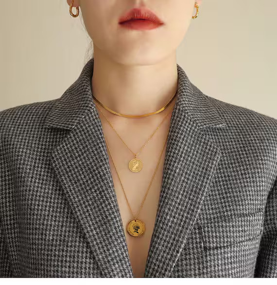 Retro 18K Gold Plated Coin Necklaces / Choker Set Women | Etsy | Etsy (US)