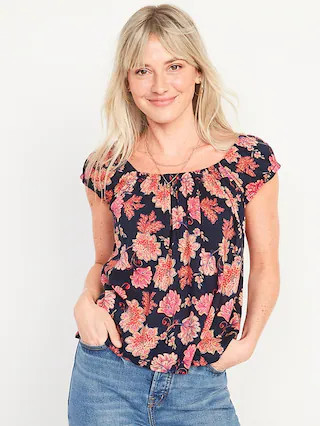 Floral-Print Tie-Back Swing Top for Women | Old Navy (CA)
