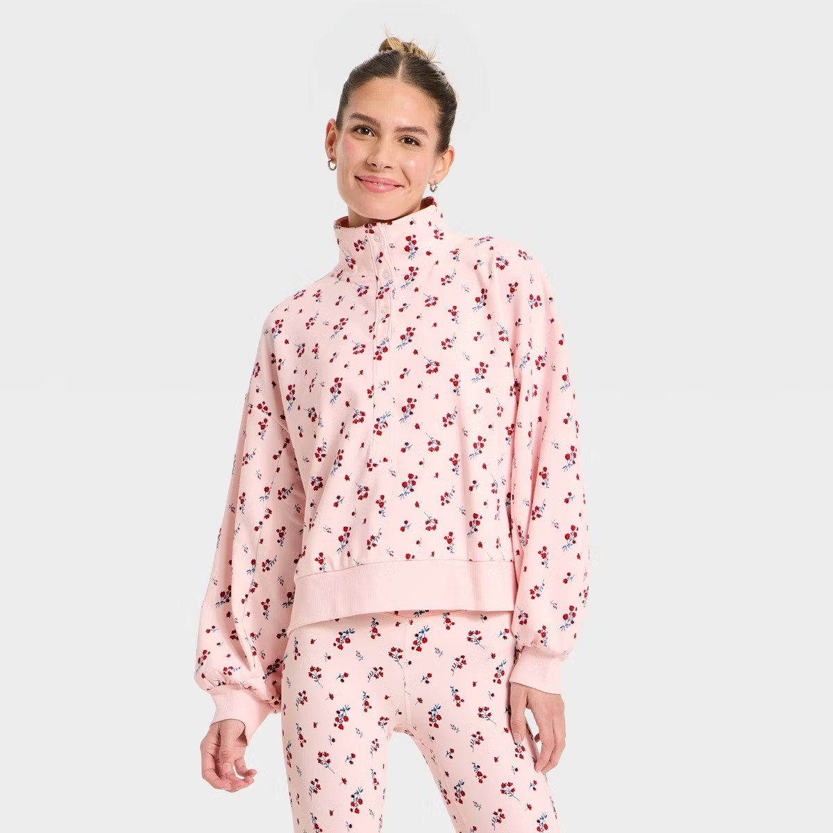 Women's Active Comfort French Terry Henley Sweatshirt - All In Motion™ | Target
