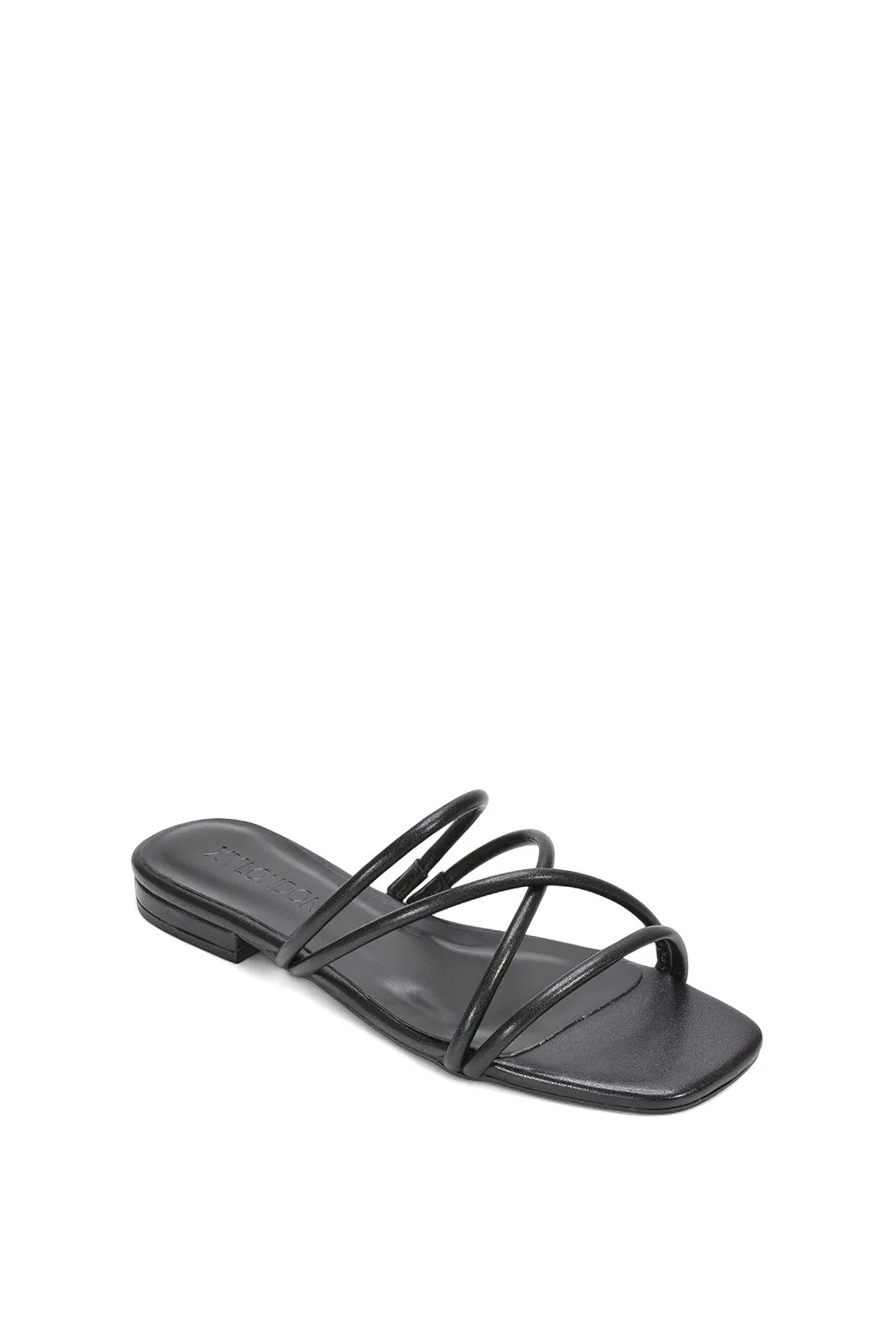 'Suzzie' Strappy Flat Slip On Square Toe Slider Mule Sandals | Boohoo.com (UK & IE)