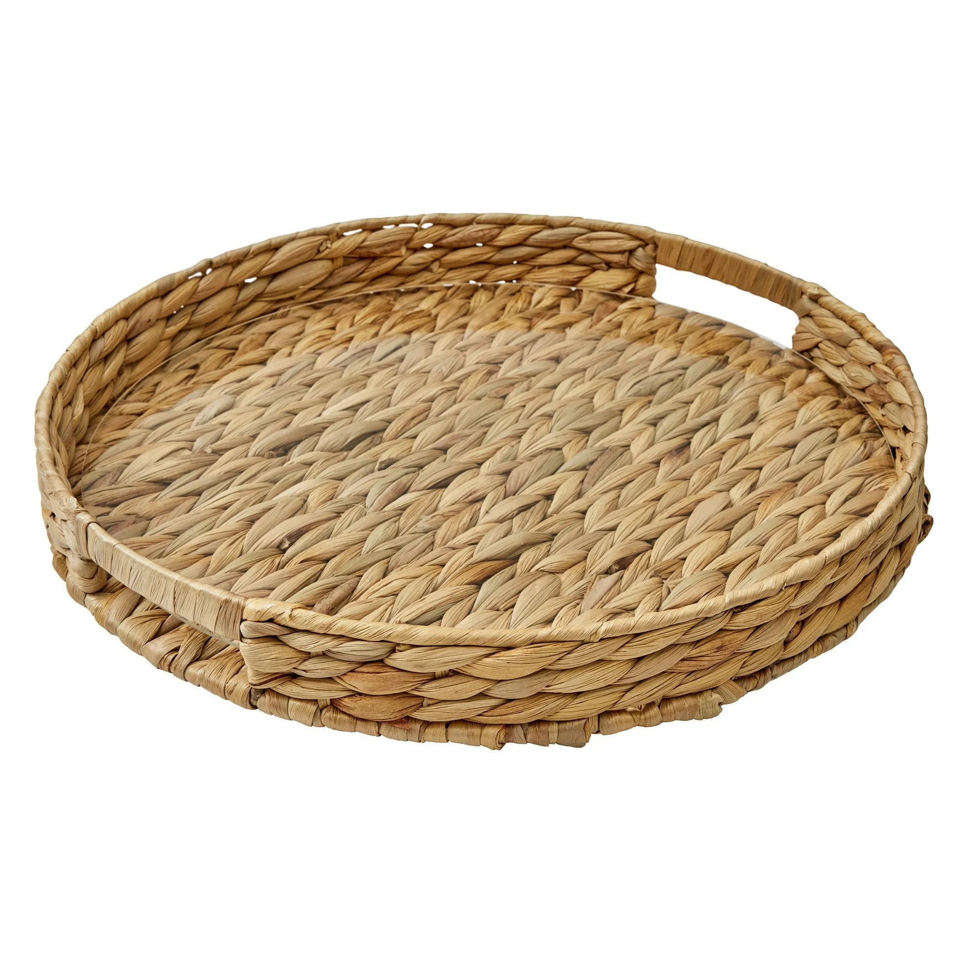 Better Homes & Gardens 16-Inch Natural Water Hyacinth Decorative Tray with Clear Acrylic Insert, ... | Walmart (US)