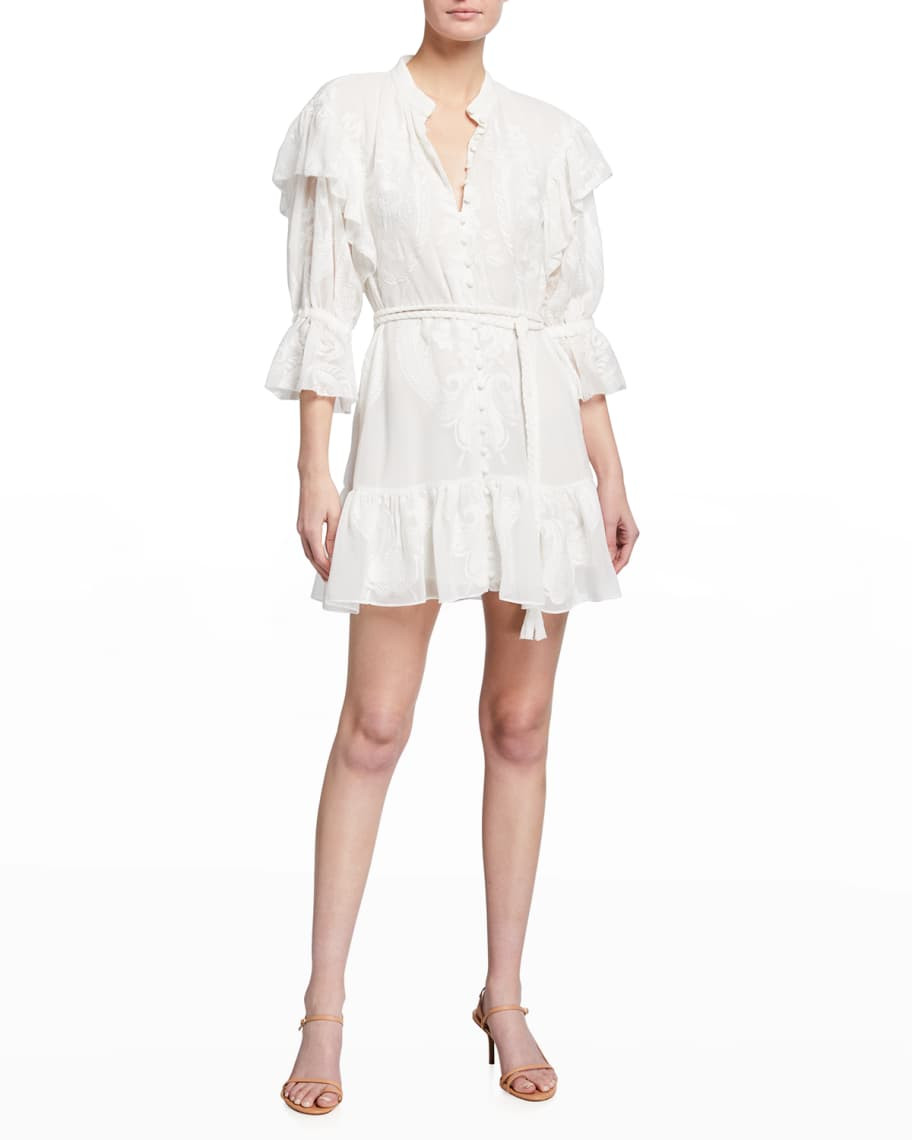 Alice + Olivia Teddi Button-Front Belted Dress | Neiman Marcus