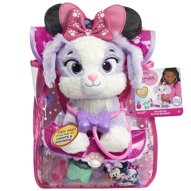 Disney Junior Minnie Mouse On-the-Go Pet Vet Backpack Set, Dress Up and Pretend Play Doctor Kit B... | Walmart (US)